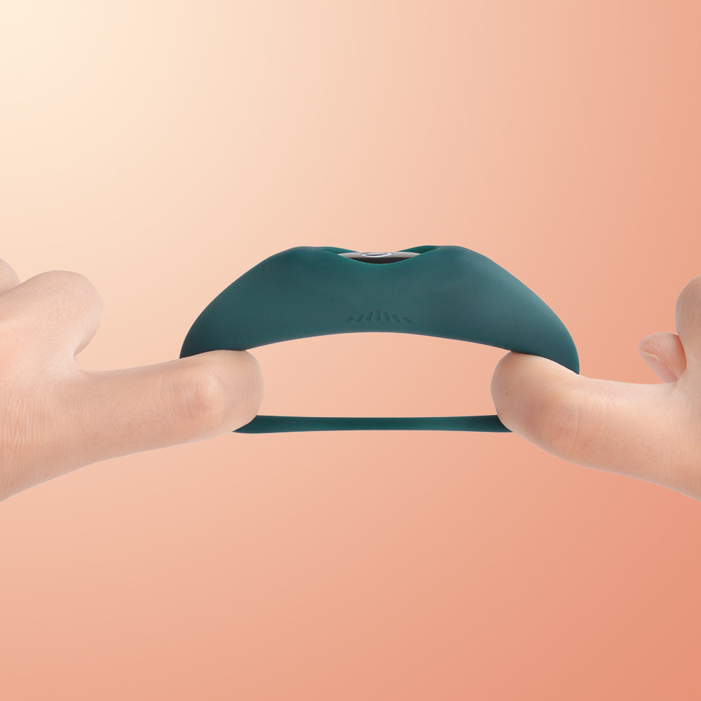 Magic Dante II smart ring, dark teal silicone band side view