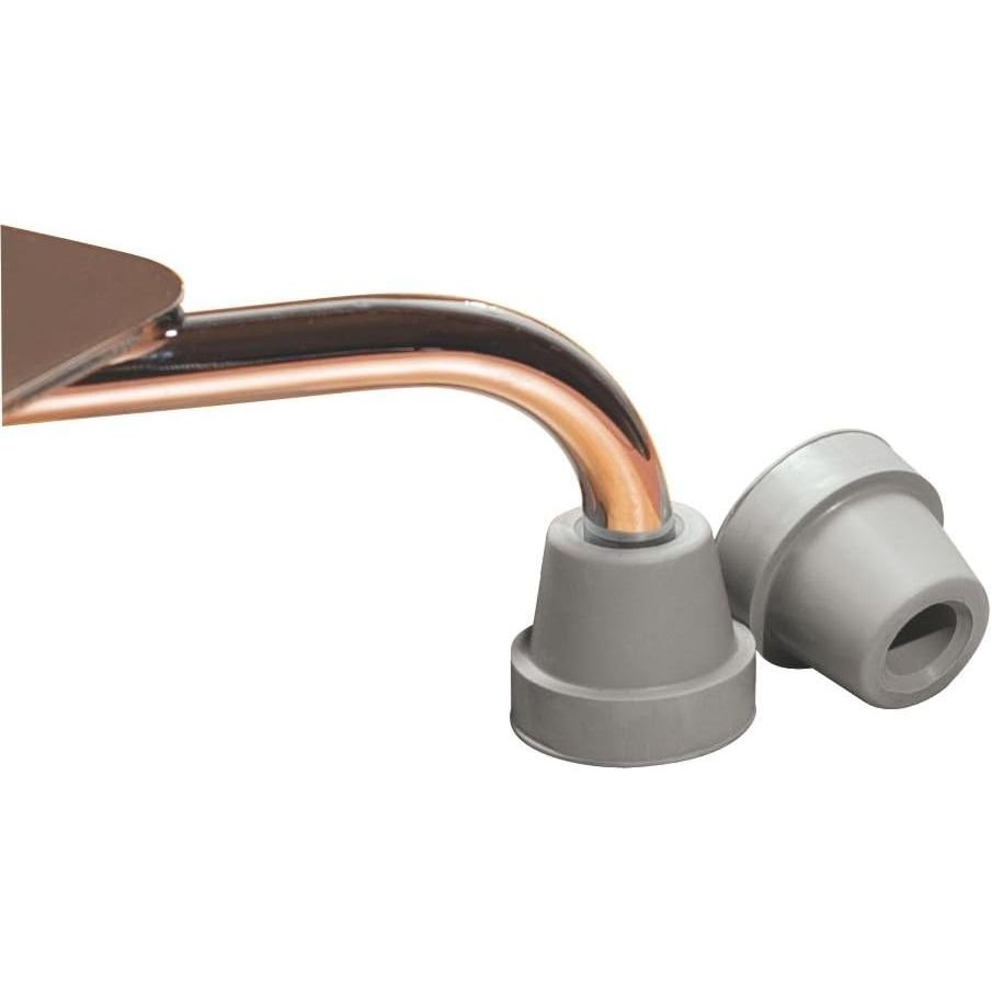Gray quad cane tip end cap with four rubber prongs, 1/2 inch