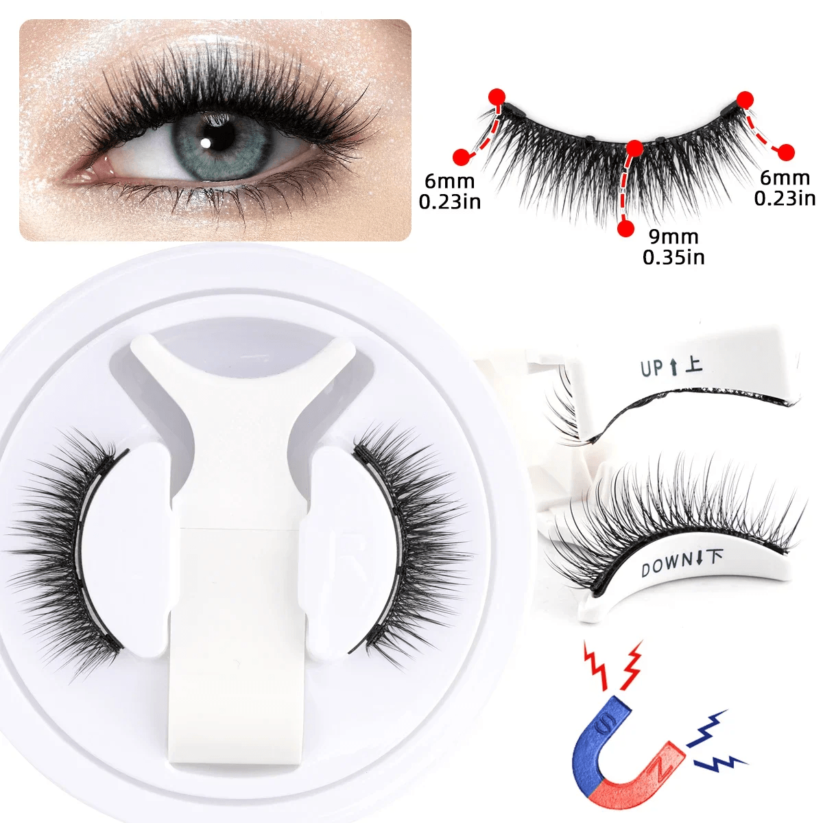 Reusable Magnetic Eyelashes Set Mink Lashes with Tweezers