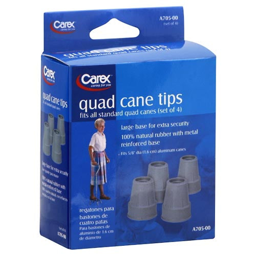 Carex quad cane tips, 5/8 inch, set of 4 rubber tips with metal reinforcements