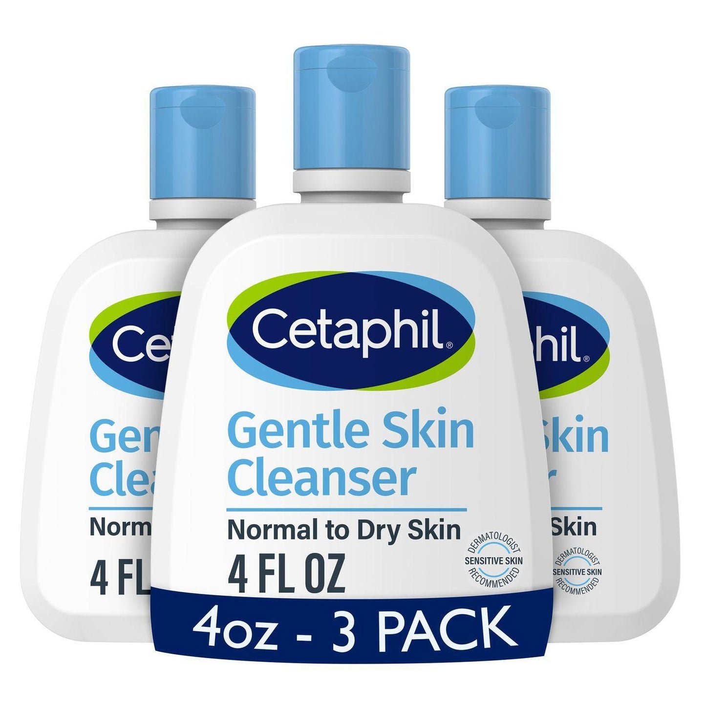 Cetaphil Gentle Skin Cleanser bottles, blue caps; Normal to Dry Skin, 4 fl oz.
