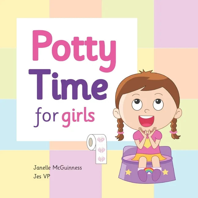 Girls potty training book, “Potty Time” cover with smiling child in toilet