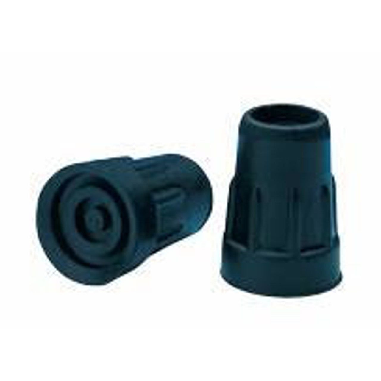 Black rubber cane tips, 5/8-inch end with grip tread (pair)