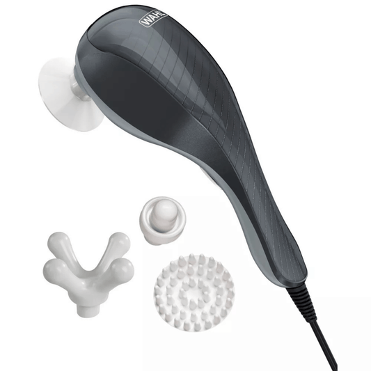 Wahl therapeutic body massager with interchangeable white massage head attachments