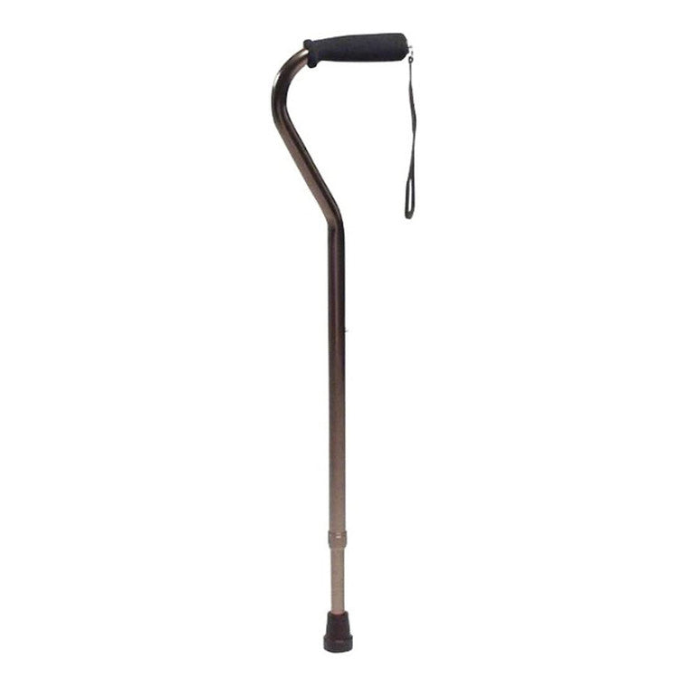 Adjustable offset cane with black nitrile grip handle and rubber tip