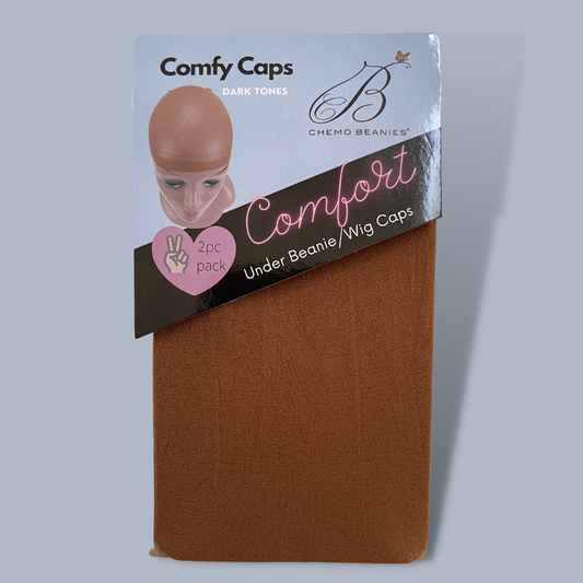 Under beanie wig caps, dark tones, 2-pack, brown set on retail packaging