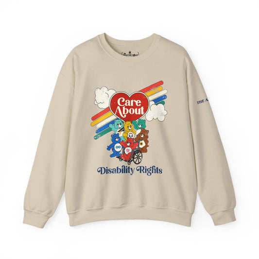 Care About Disability Rights - Retro 80s Vibe - Unisex Heavy Blend™ Crewneck Sweatshirt