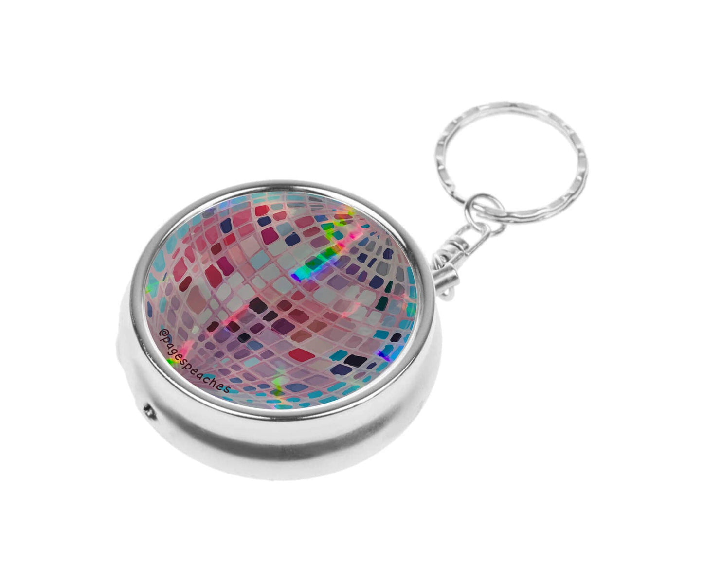 Disco Ball Pill Case Keychain