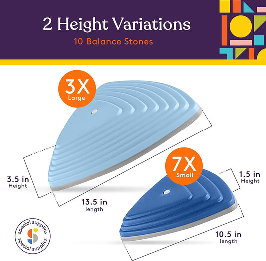 Special Supplies 10 Stepping Stones for Kids Indoor and Outdoor Balance Blocks Promote Coordination, Balance Strength Child Safe Rubber, Non-Slip Edging