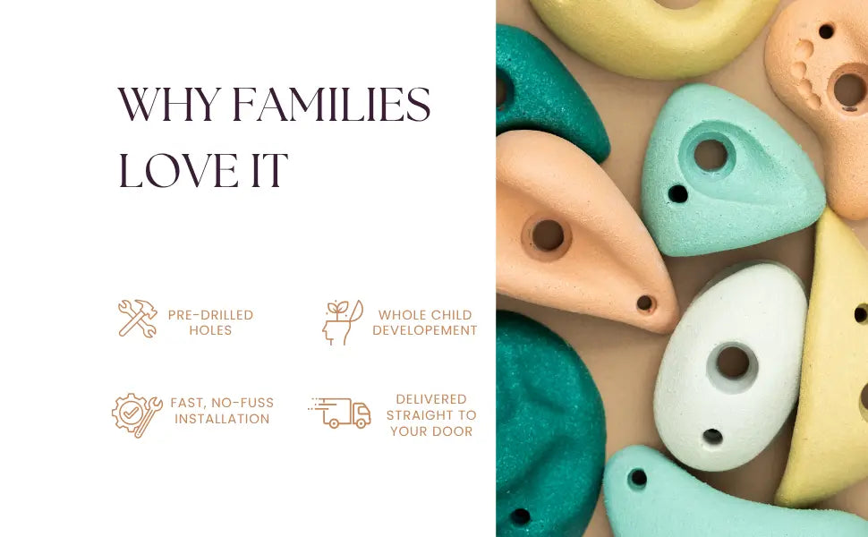 Out of Stock! Pre-Order only - Premium Rock Climbing Holds (Moon Rocks) - Everett & Avery Co. - Indoor Climbing Wall - Rock Climbing Holds for Kids
