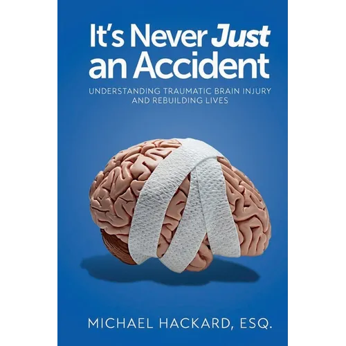 Traumatic brain injury paperback with blue cover, brain illustration, white bandage