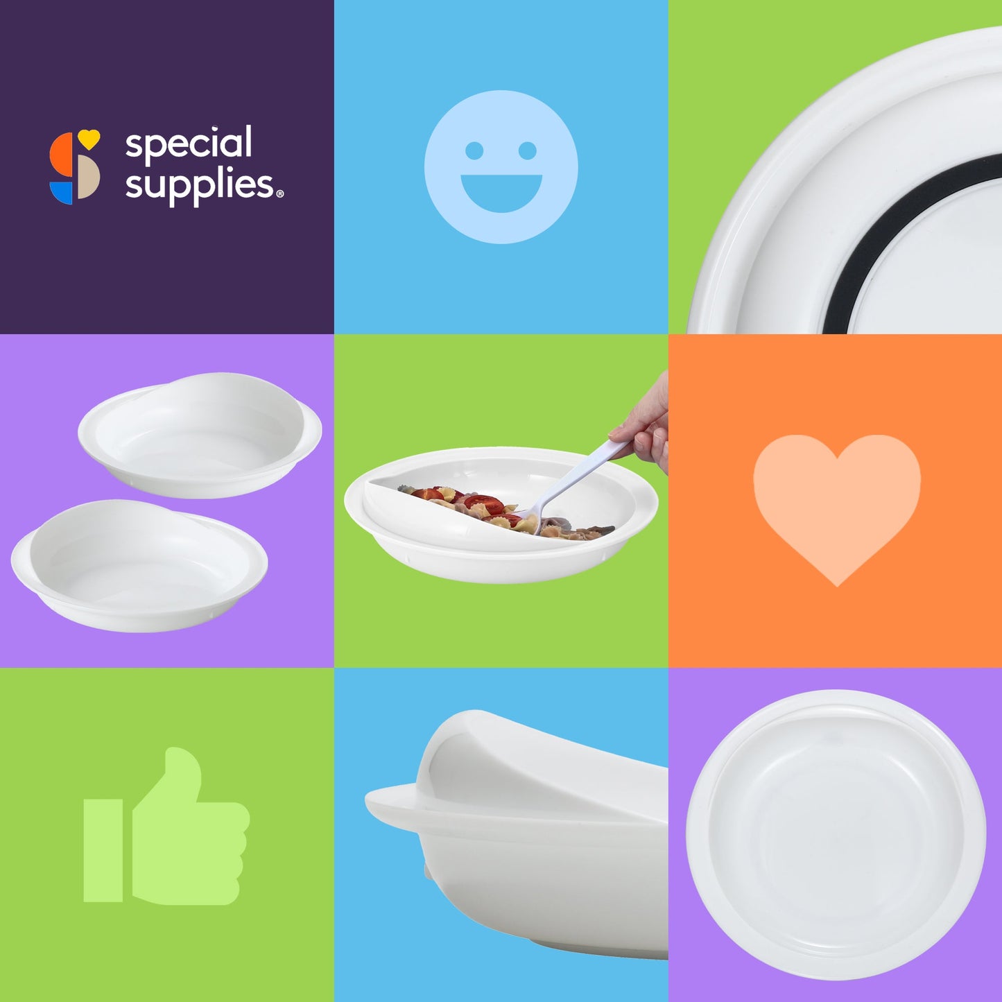 Spill-Proof Scoop Plates – White (2 Pack) Special Supplies