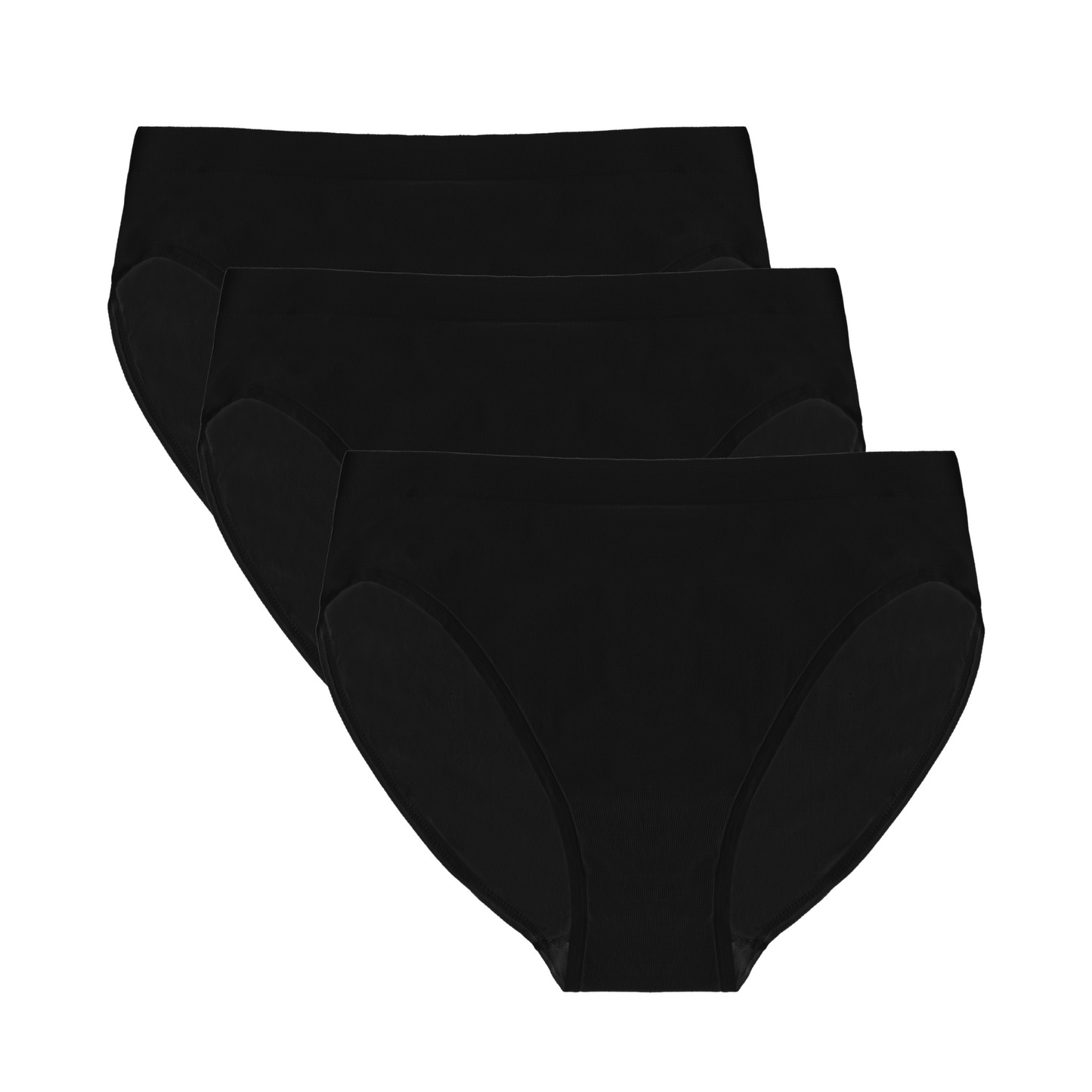 Three-pack high-leg brief underwear in black with full-coverage waistband