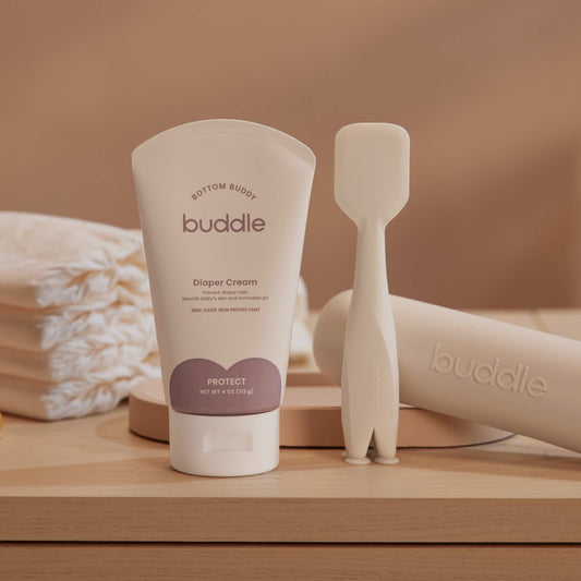 Diaper cream tube with silicone applicator, shown with pump-style nozzle