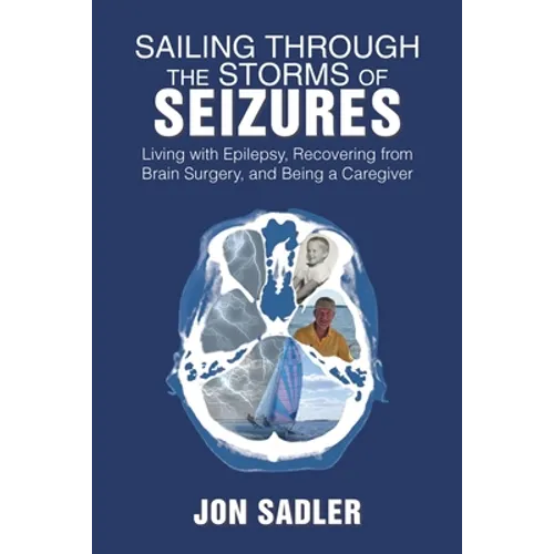 Paperback book cover, dark blue with seizure-themed white/blue illustration and Jon Sadler text