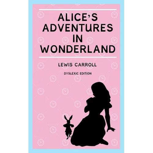 Paperback book cover: pink design with Alice’s Adventures in Wonderland title and silhouettes