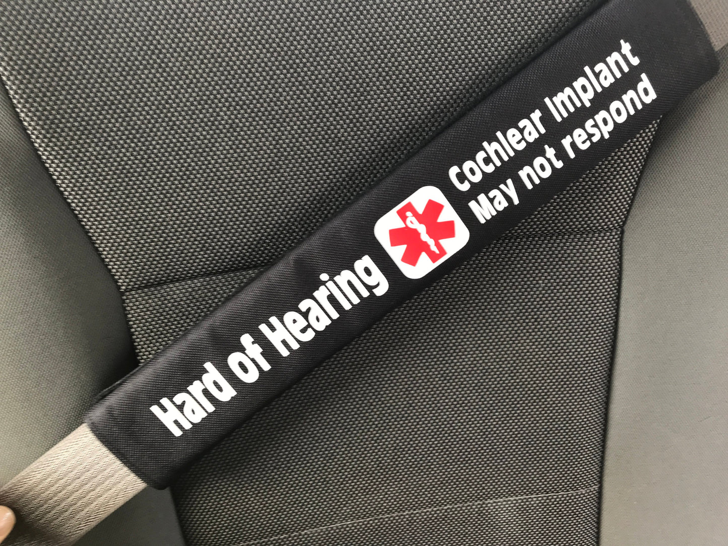 Hard of Hearing Cochlear Implant Medical Alert Seat Belt Cover