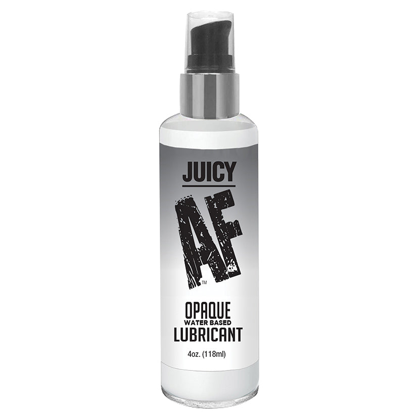 Juicy AF opaque water-based lubricant bottle, 4 oz (118 ml), with pump cap