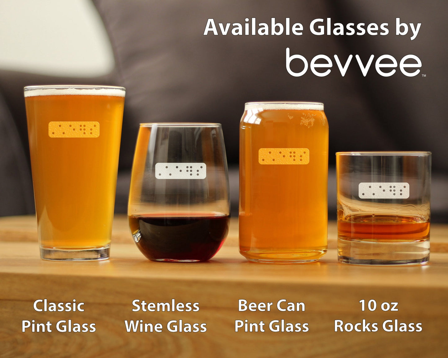 Braille Cheers Beer Can Pint Glass - Fun Braille Gifts for Braille Teachers and Visually Impaired or Blind Braille Readers - 16 Oz Glasses