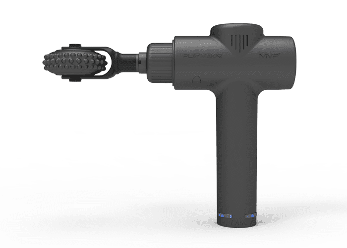 GlidePro massager roller angled view with spiked head and wide base handle, dark gray