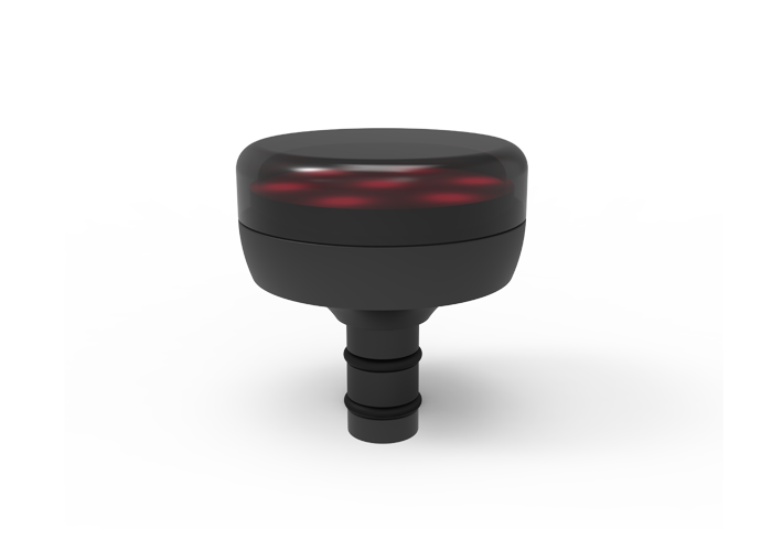 Round heated massage head with red light ring, black attachment