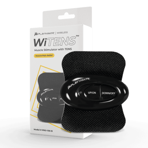 WiTENS wireless TENS unit with black controller and electrode pad