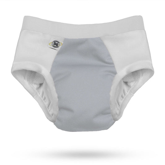 Gray baby diaper on a white background