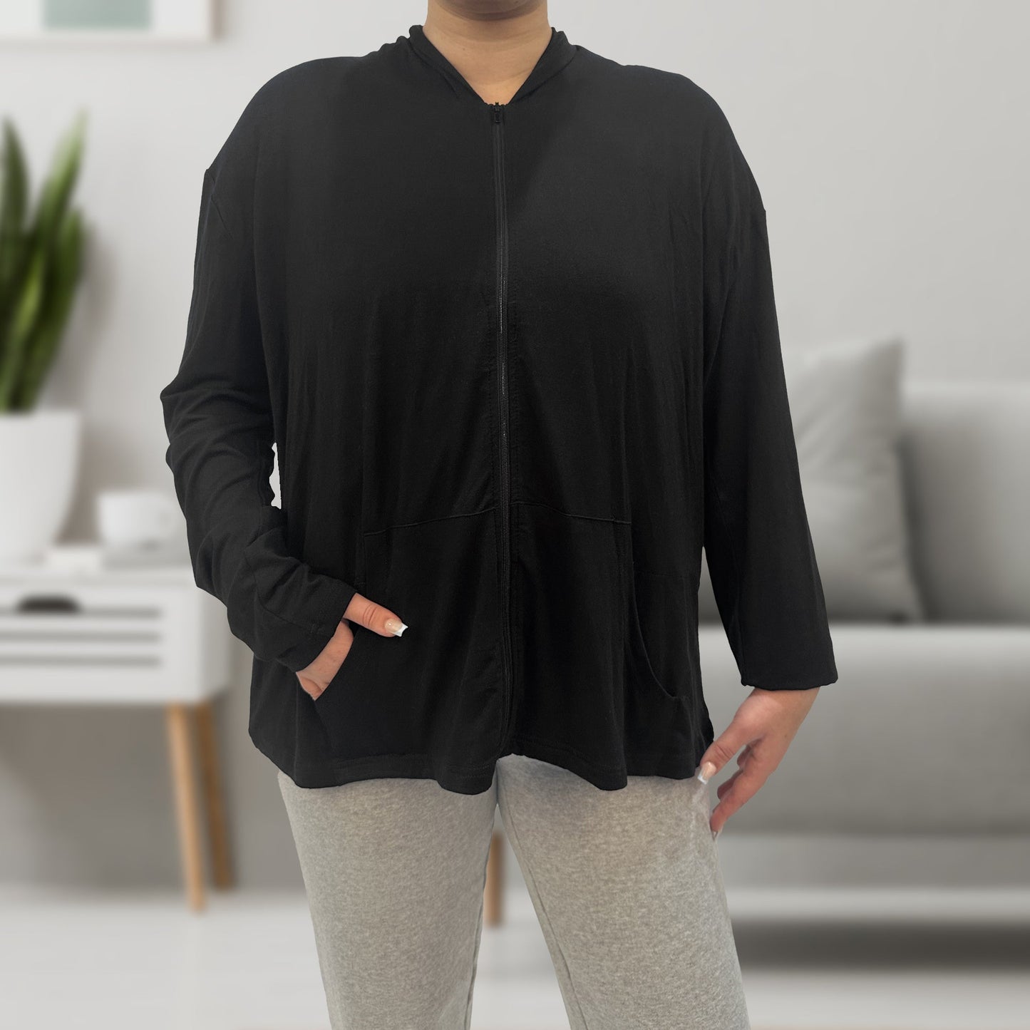 Rise Up and Recover - Mastectomy Breast Cancer Zip Up Hoodie Jacket with Drain Pockets