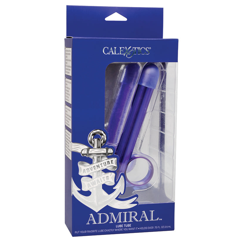Admiral lube tube in blue retail box with purple applicator, cap and clear window
