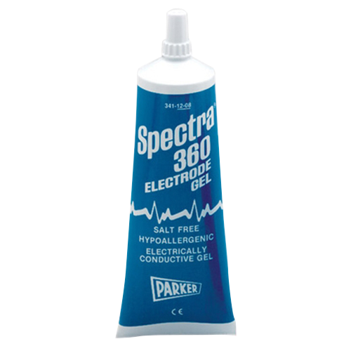 Conductive gel squeeze tube, white and blue with flip-top cap
