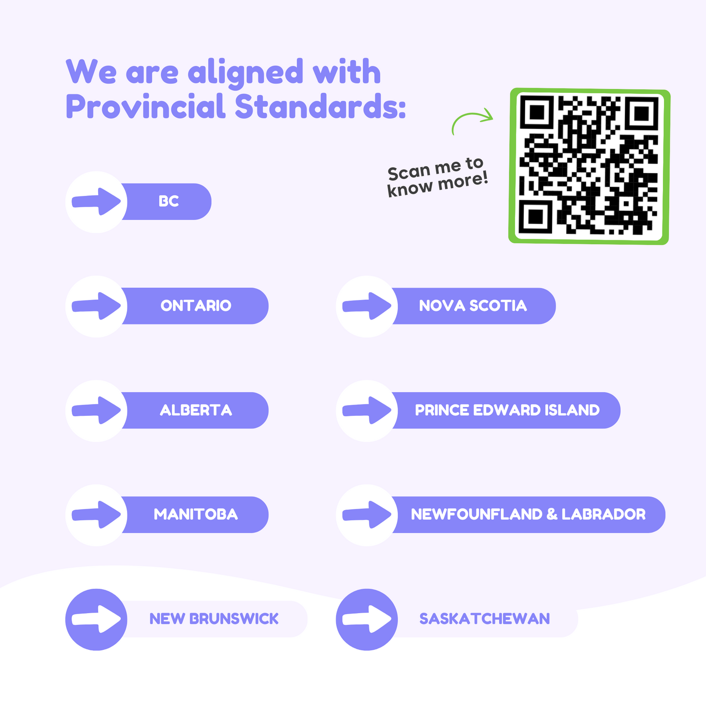 Vocabulary game QR code panel for educational standards across provinces