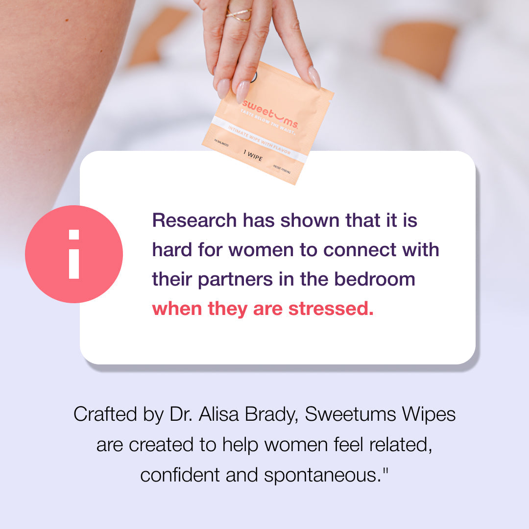 Cherry flavored wipes sachet held above a white information card
