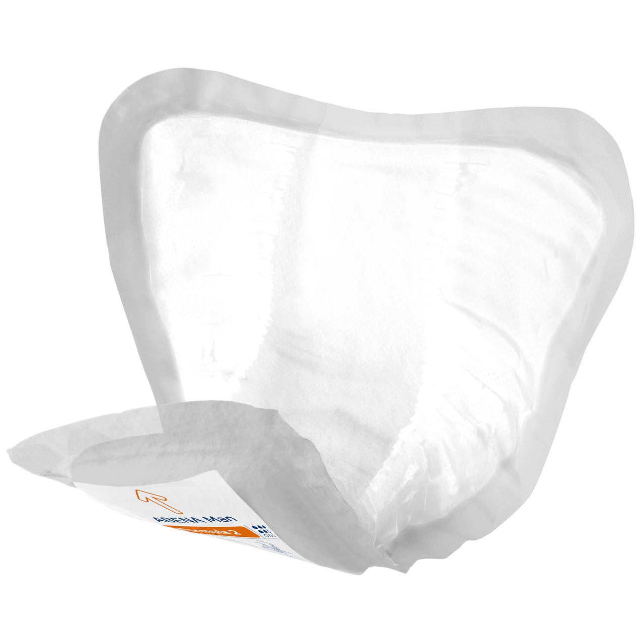 White absorbent insert pad, curved shape and front tab label