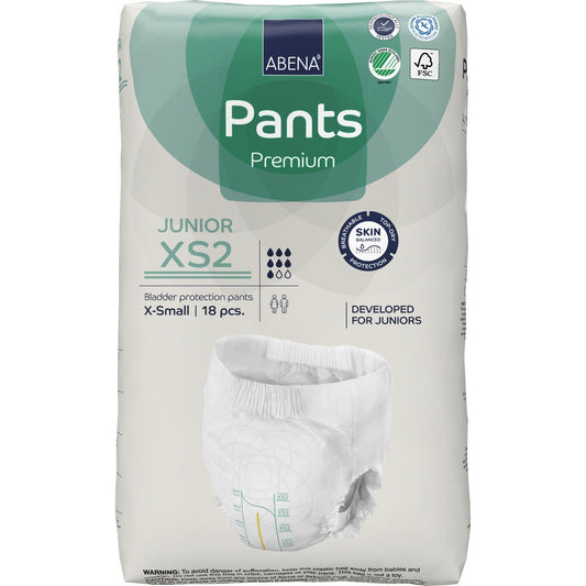 Junior incontinence pants, XS2 size, disposable pull-up underwear pack, back view