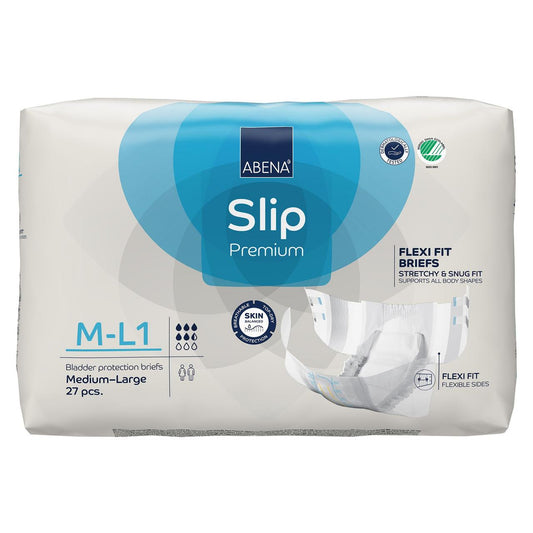Slip Premium Flexi Fit briefs, M-L1 Medium-Large, 27 pcs pack