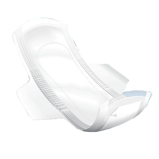 Ultrathin white bladder control pad with contoured shape and absorbent layers
