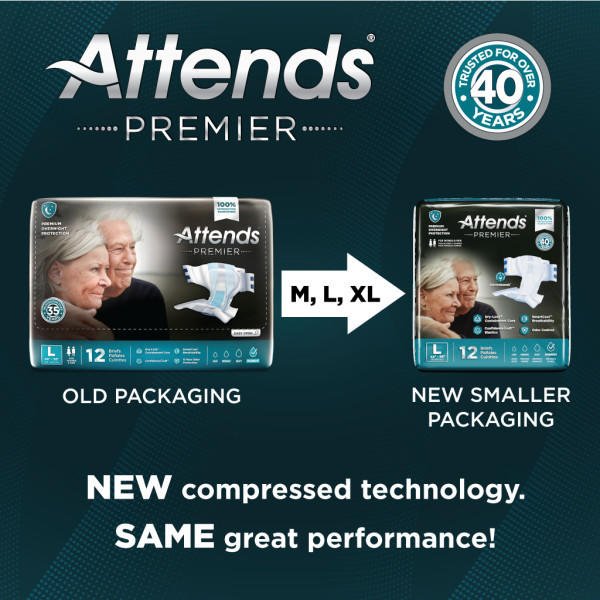 Attends Premier briefs new packaging for sizes M, L, and XL