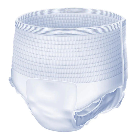 Folded youth disposable underwear, ultimate absorbency, size 20–34"; white with elastic waist