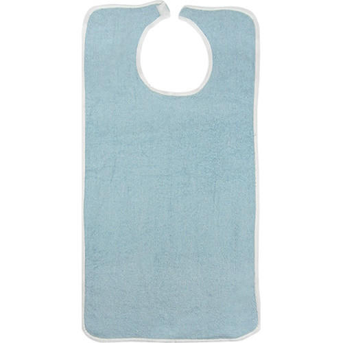 Adult terry bib in light blue, sleeveless with round neck cutout