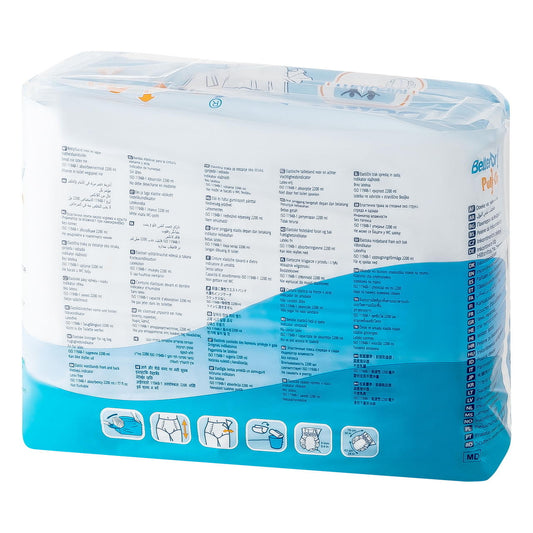 Pull-On adult diapers Medium pack back label with product info