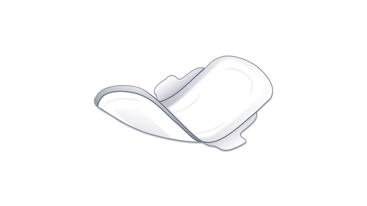 Moderate winged peri-pad with attached wings and absorbent pad shape