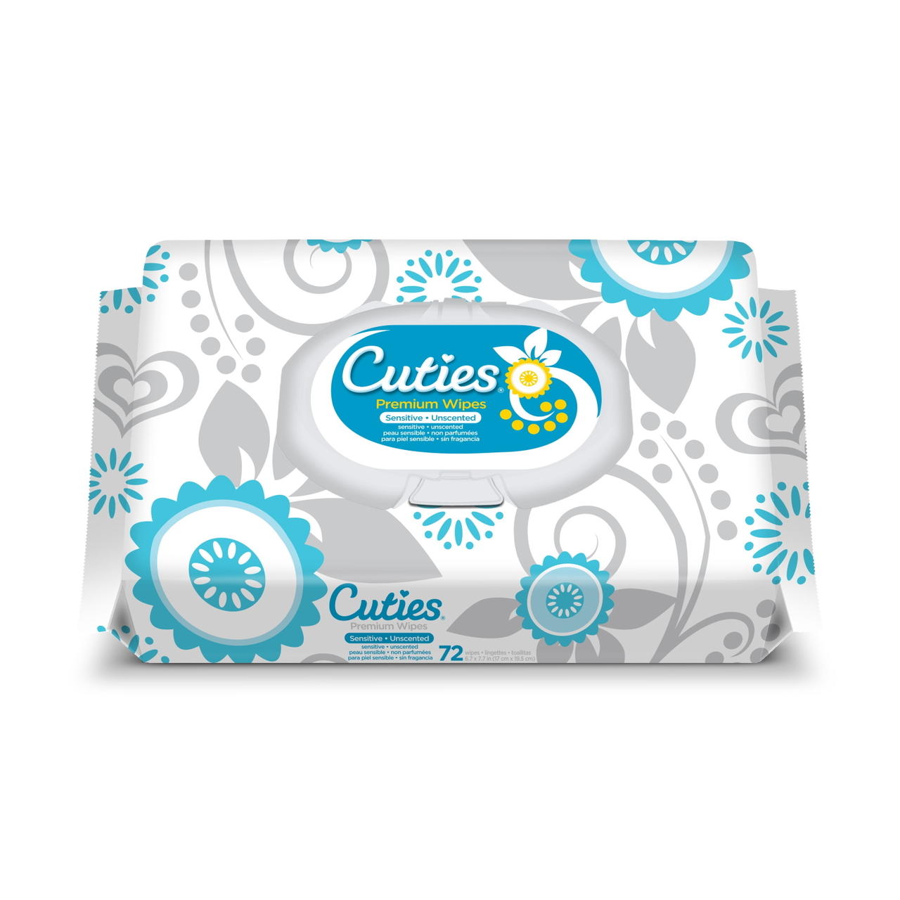 Cuties unscented baby wipes, sensitive; pack of 72 wipes