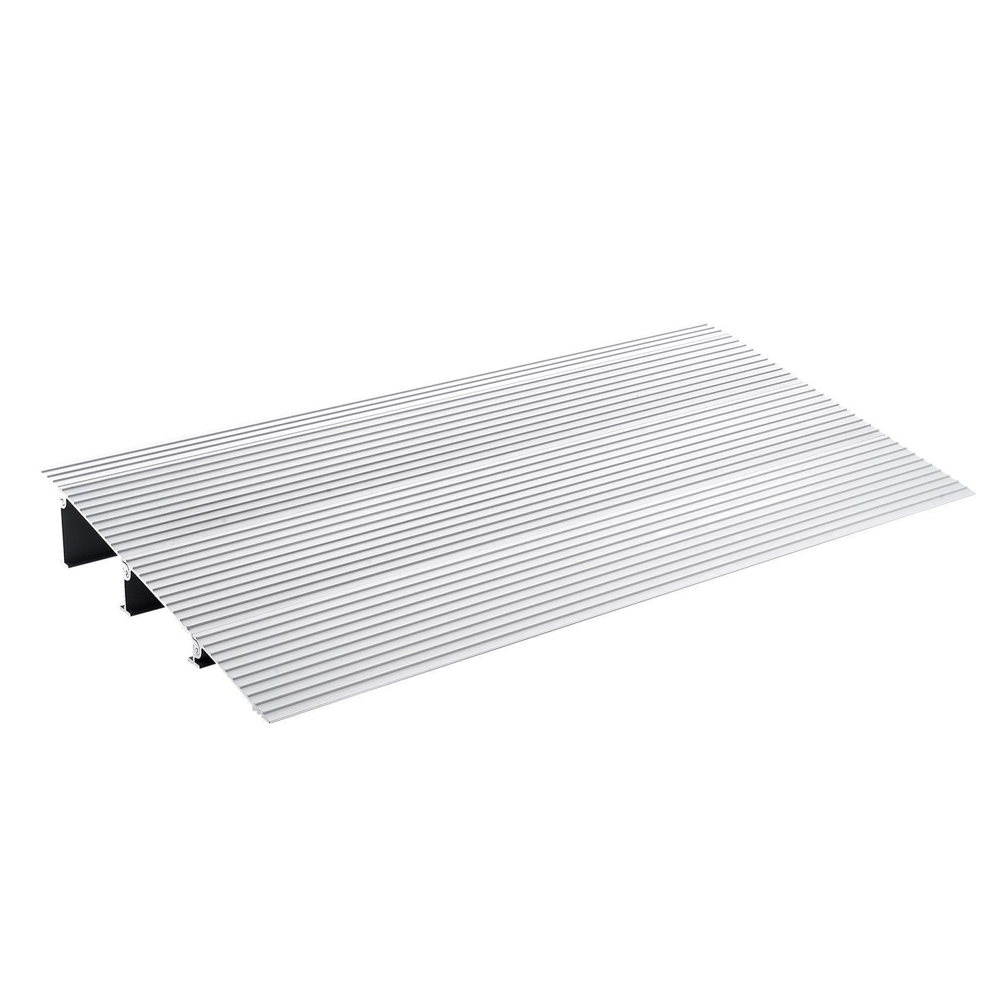 3-inch aluminum door threshold ramp, ribbed grip surface for wheelchairs and scooters