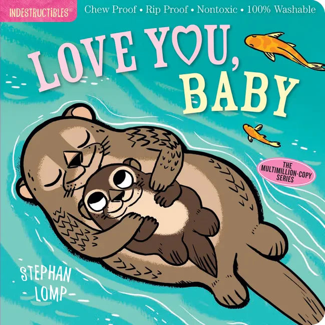 Chew-proof baby book cover with cartoon animals hugging