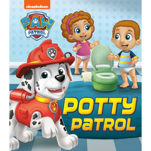 Board book cover with a cartoon dog, two kids, and a green toilet illustration
