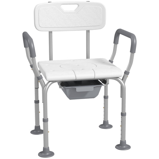 Adjustable aluminum raised toilet seat with contoured padded seat, armrests, and backrest