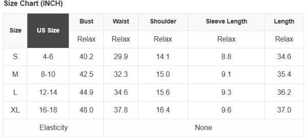 Denim elastic waist mini dress size chart (in): S–XL bust, waist, shoulder, length