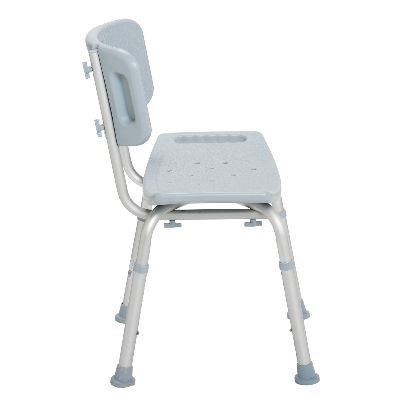 Gray shower tub safety chair with back, anti-slip textured seat and curved frame