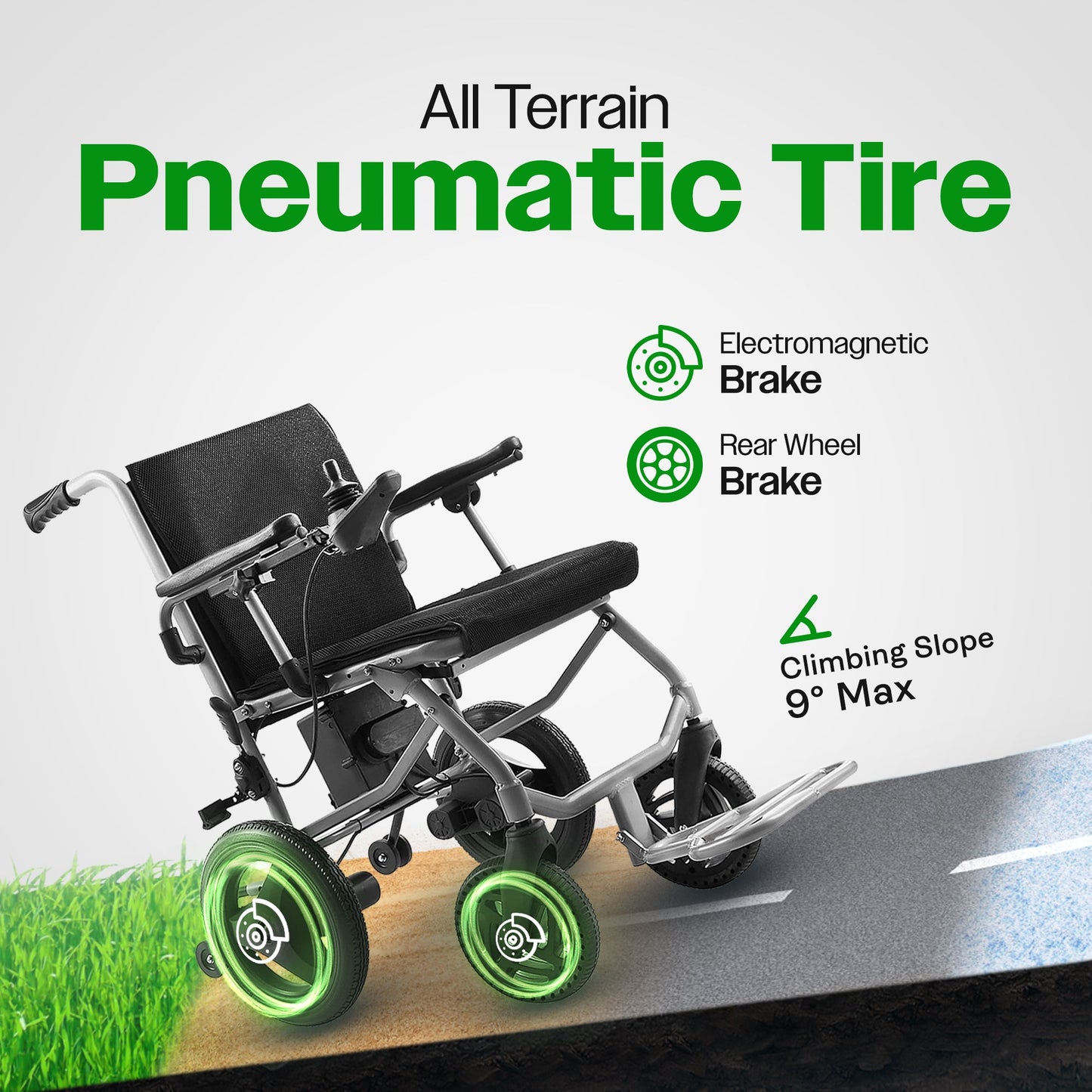 KANO (Black) -Foldable Electric Wheelchair, Travel Size, User-Friendly