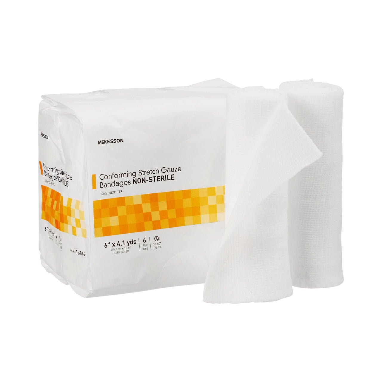 White non-sterile conforming gauze bandage roll, 6 in x 4.1 yds